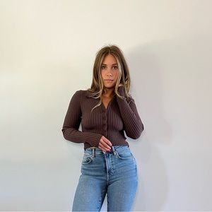 Boutique cropped button down